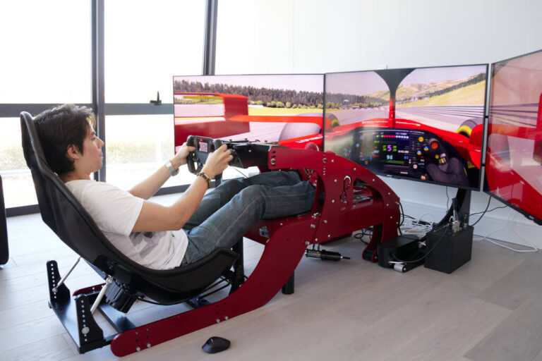 Latin boy F1 driving simulator